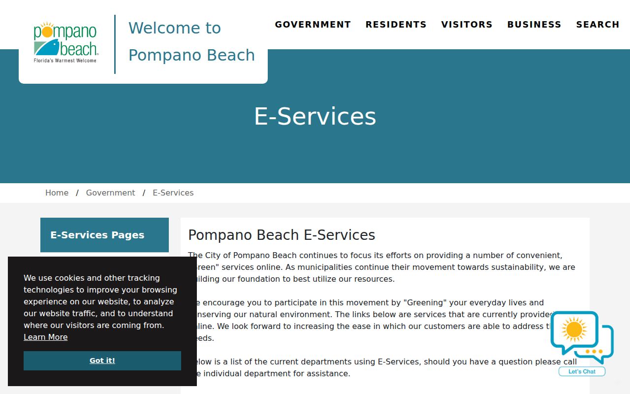 Pompano Beach residents directory city e-services portal