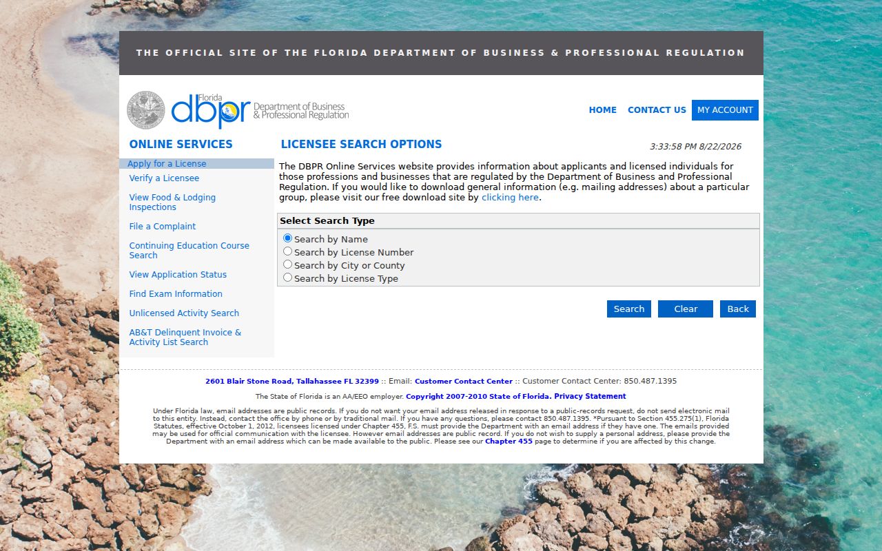 Pompano Beach residents directory Florida professional license search
