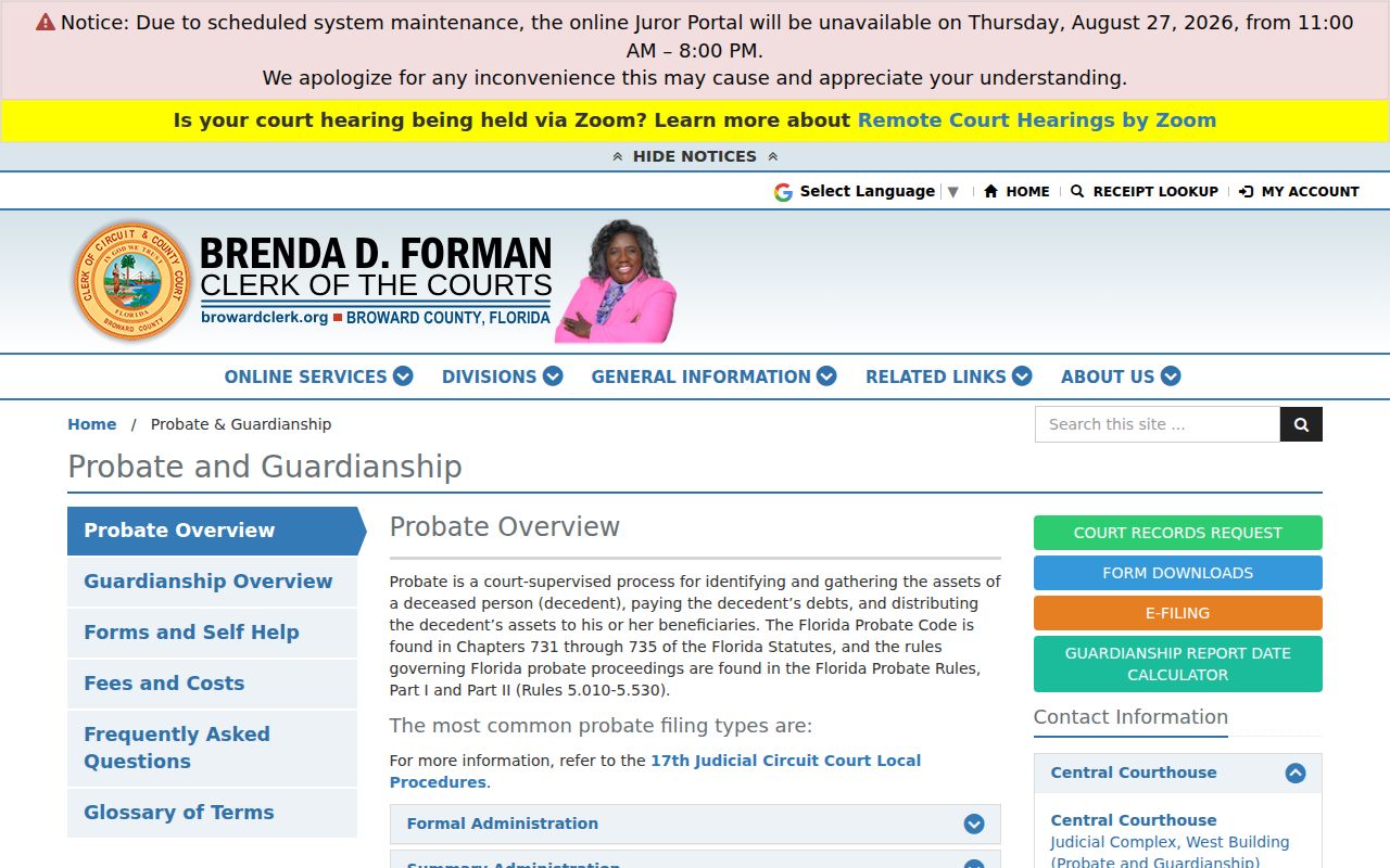 Pompano Beach resident lookup through Broward probate records